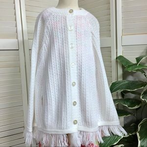 Vintage Knit White Spring Poncho Cardigan Size 7-16